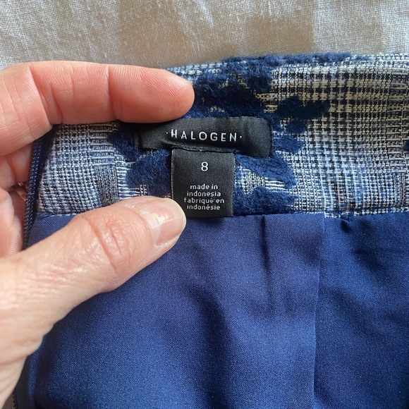 Halogen faux wrap lined midi skirt, sz 8, navy floral velvet, so soft! BNWOT - Picture 5 of 10
